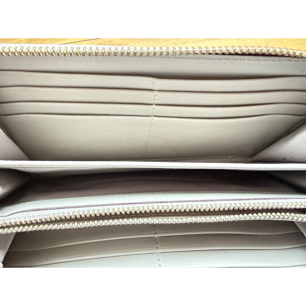 Vintage COACH Leather Wallet Taupe/ Warm Gray Crocodile Gator Embossed Long Zip - Picture 7 of 9
